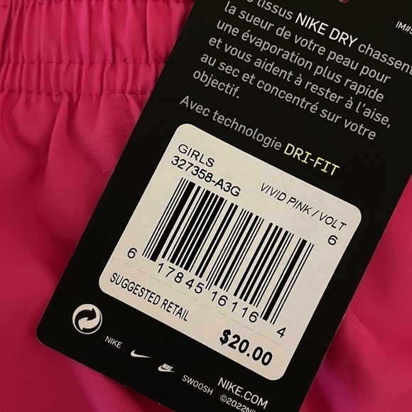 NWT Nike Girls Performance Athletic Shorts Vivid Pink Volt 6 Bundle 2 Pairs - Picture 3 of 3
